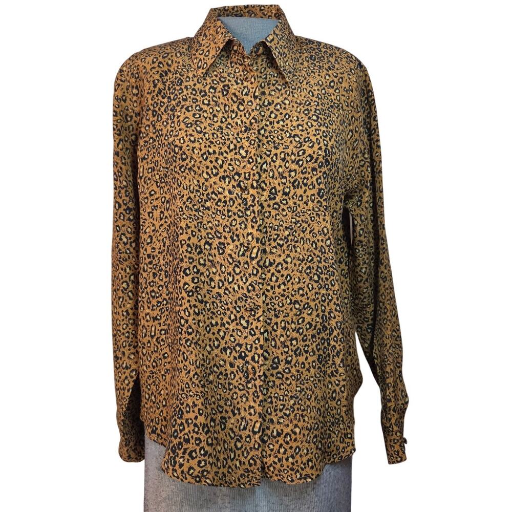 Silk Animal Print Blouse Size Petite Small